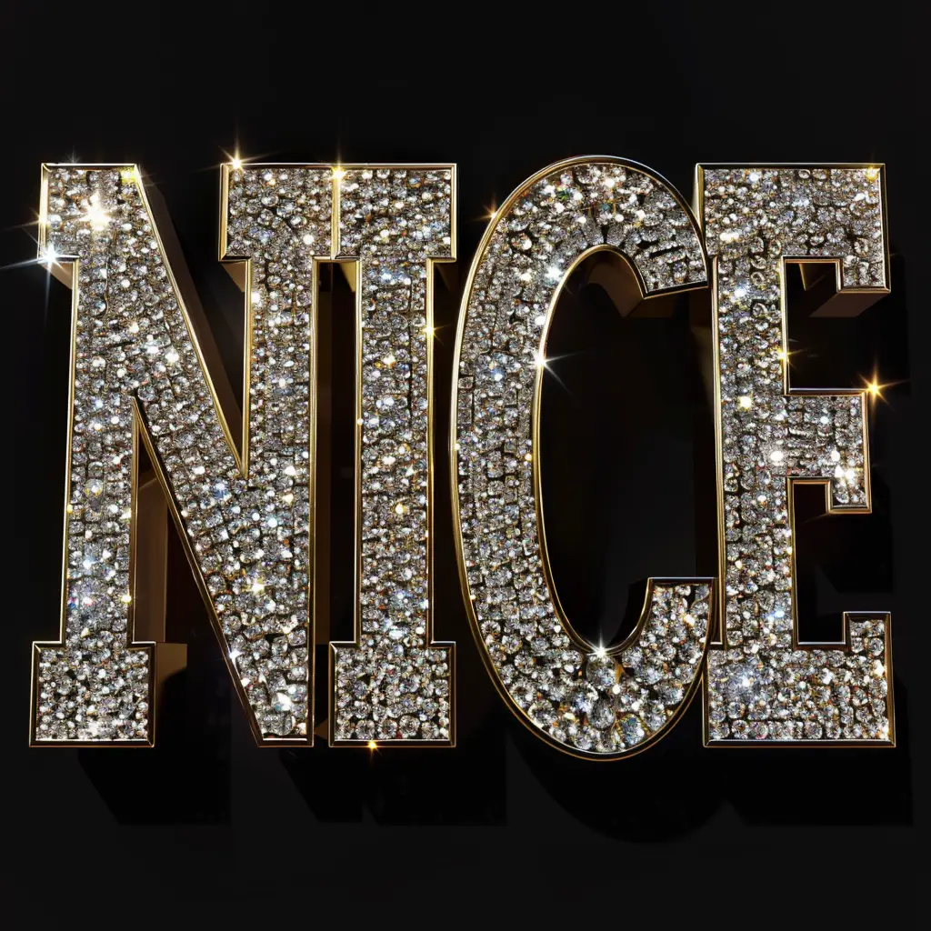nice word text type gold diamond 3D