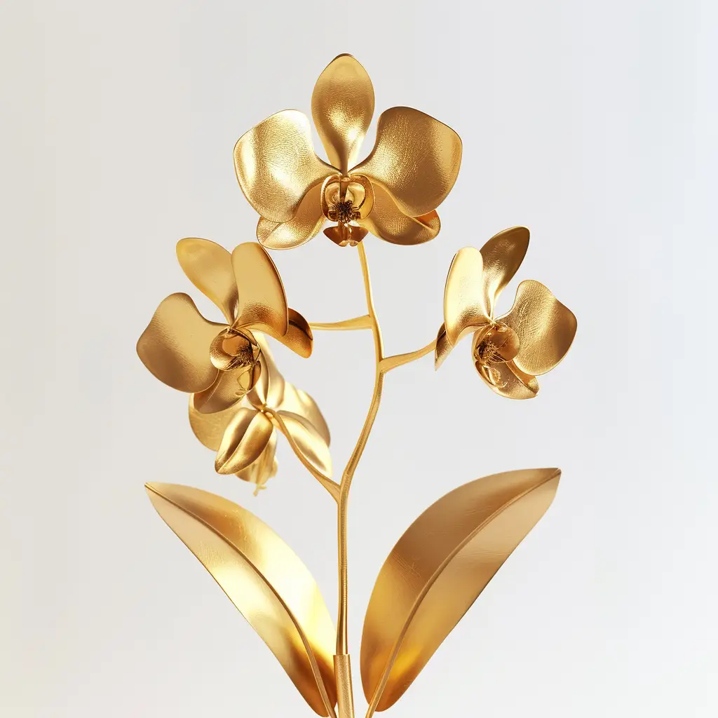 orchid gold golden metal flower 3D leaves leaf