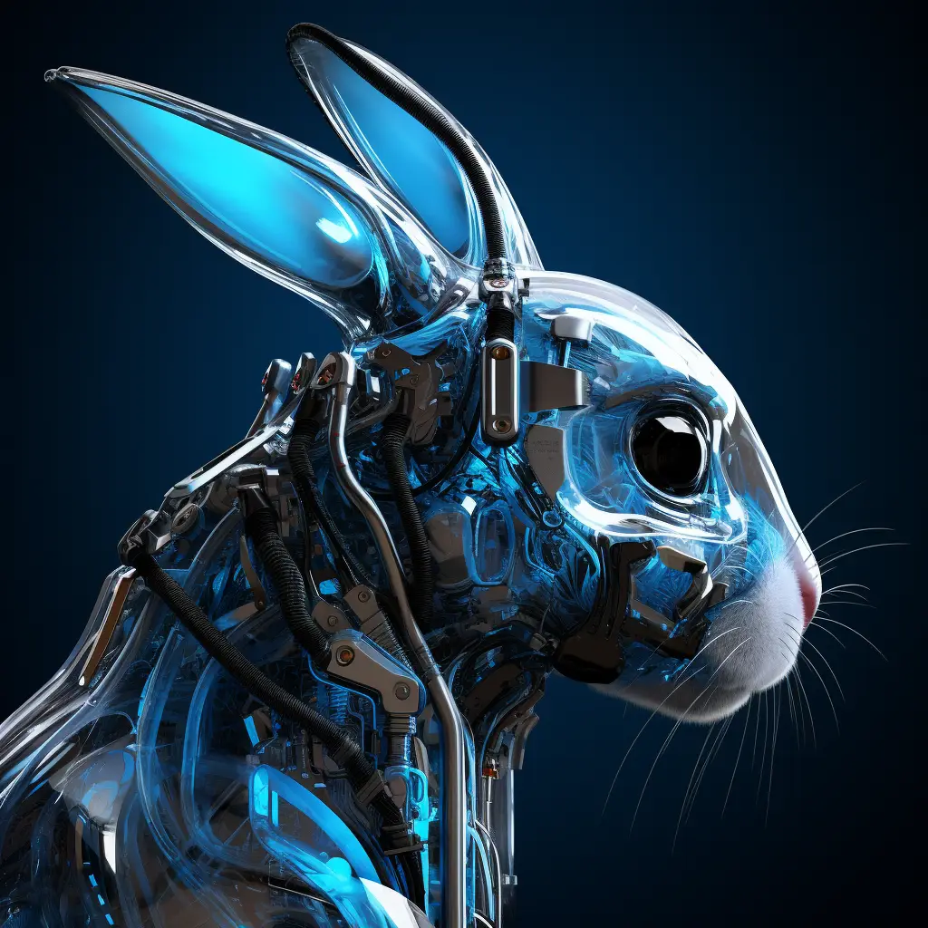 rabbit hare head robot anatomy science fiction 3D technology