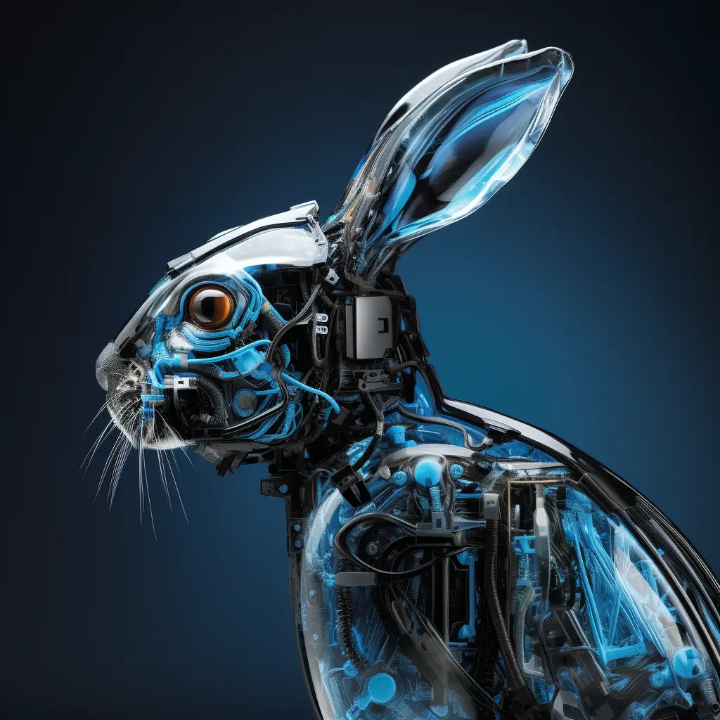 rabbit hare head robot anatomy technology science fiction 3D