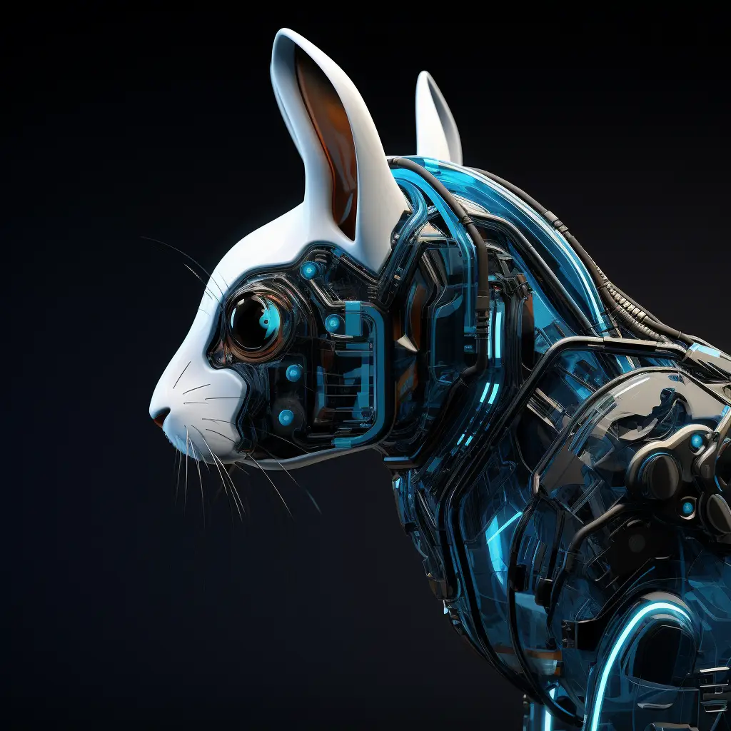 rabbit hare robot head anatomy science fiction 3D technology