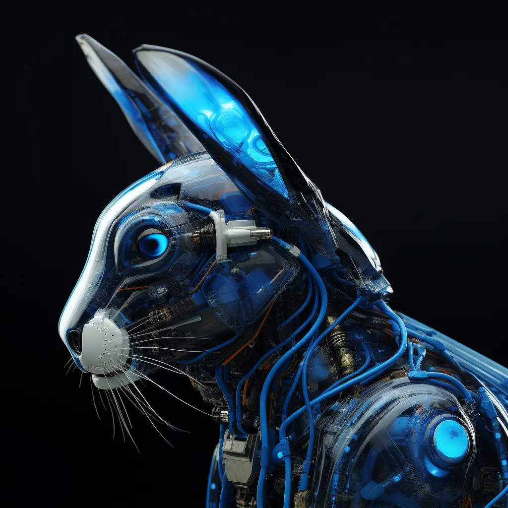 rabbit hare robot head anatomy technology science fiction 3D