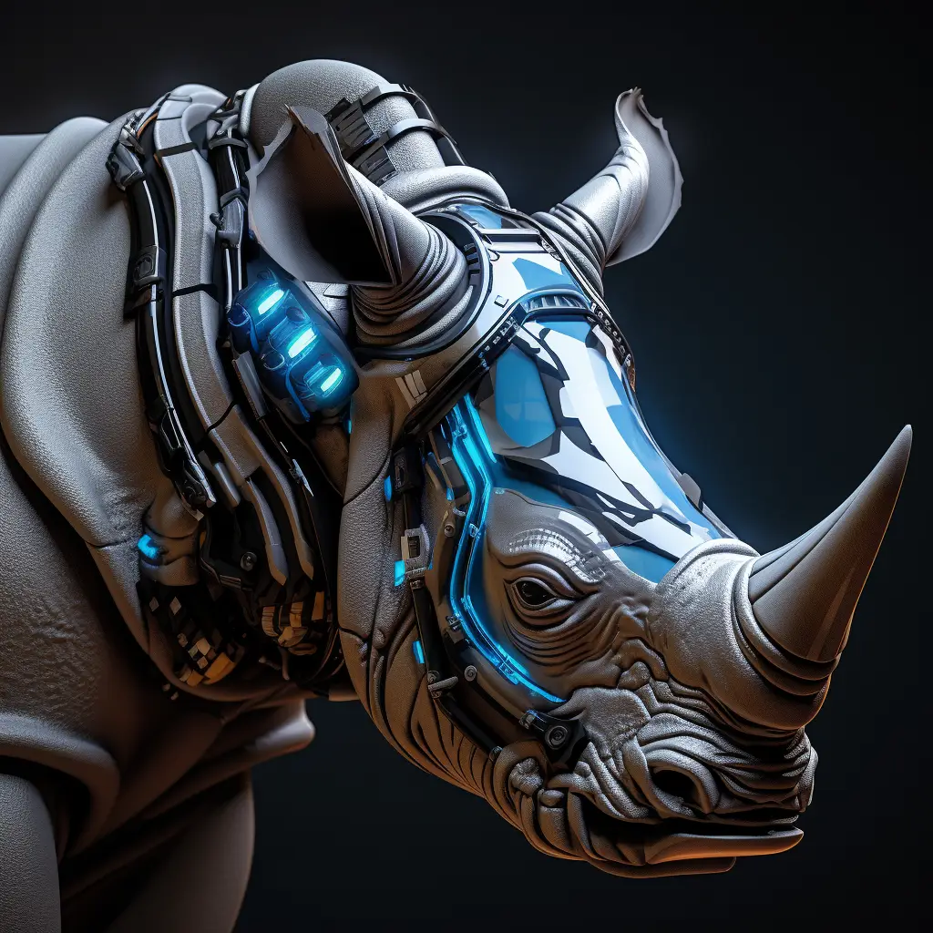 rhinoceros head robot anatomy technology science fiction 3D