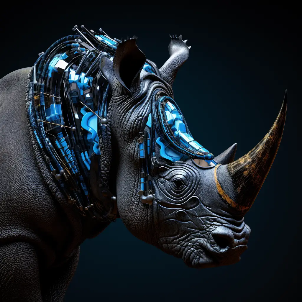 rhinoceros robot head anatomy technology science fiction 3D