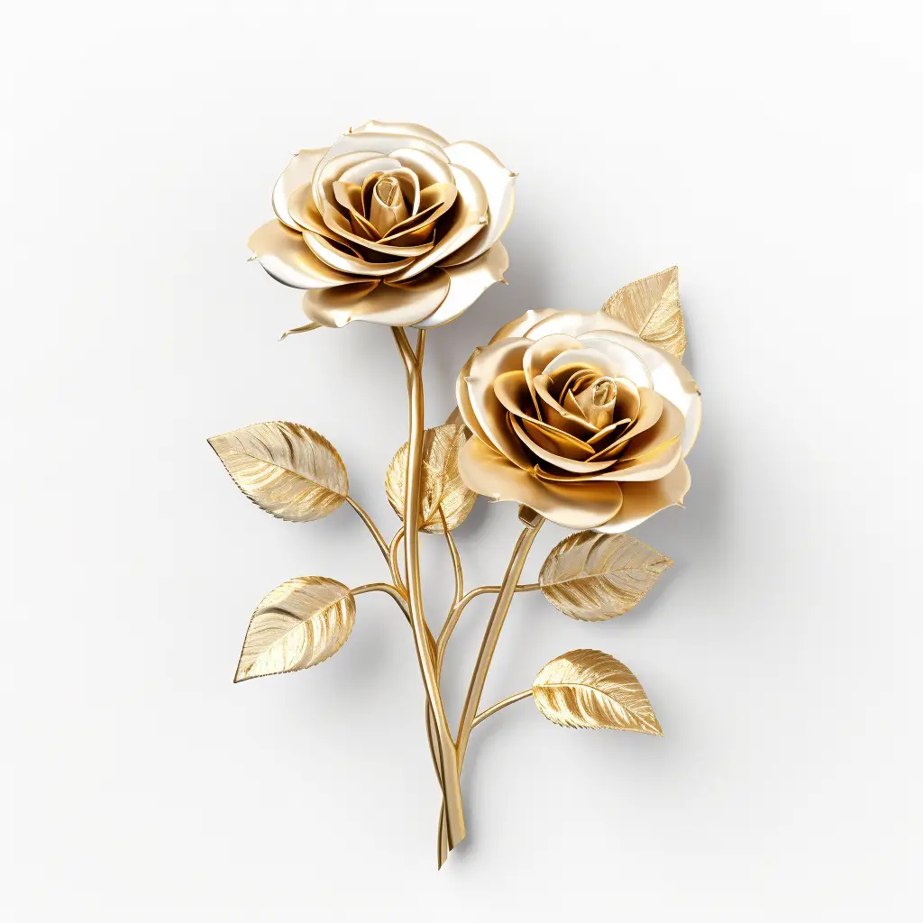rose gold 3D golden metal flower leaves leaf