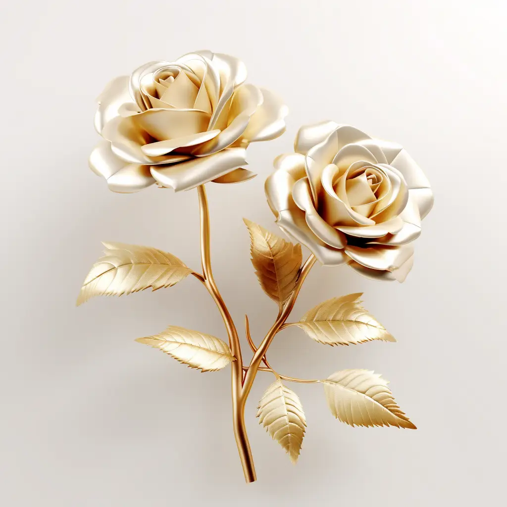 rose gold golden metal flower 3D leaves leaf