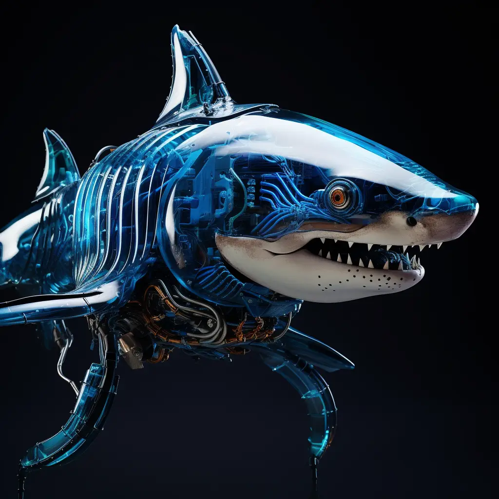shark head robot anatomy science fiction 3D technology