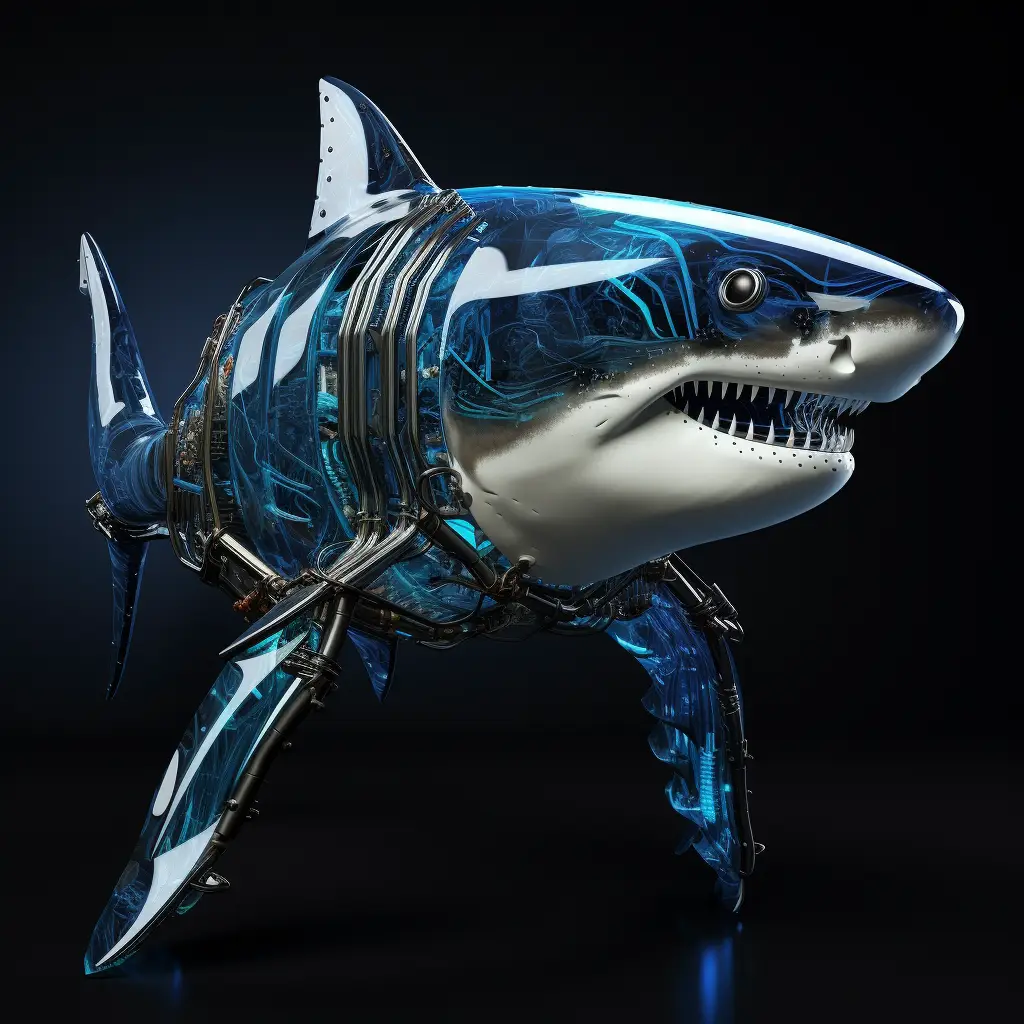 shark robot head anatomy 3D science fiction technology