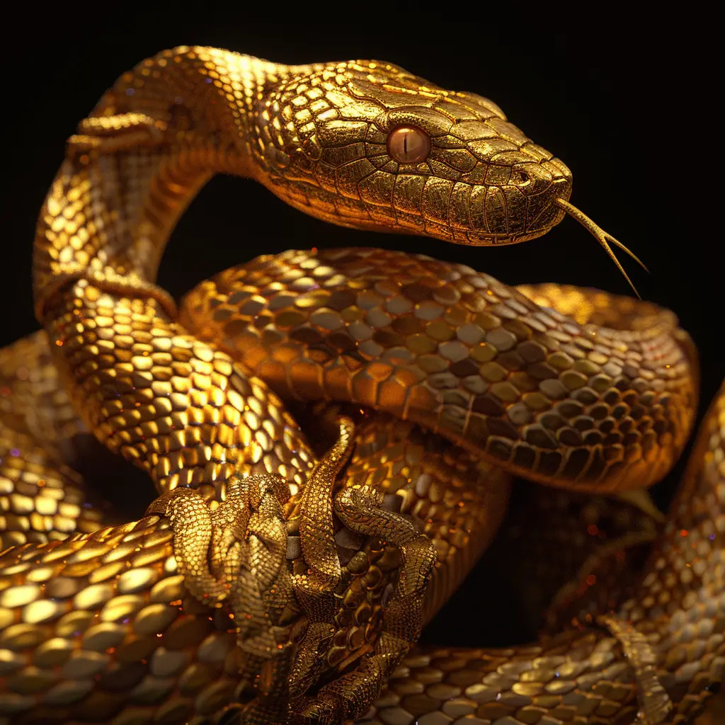 snake gold golden 3D sculpture pattern