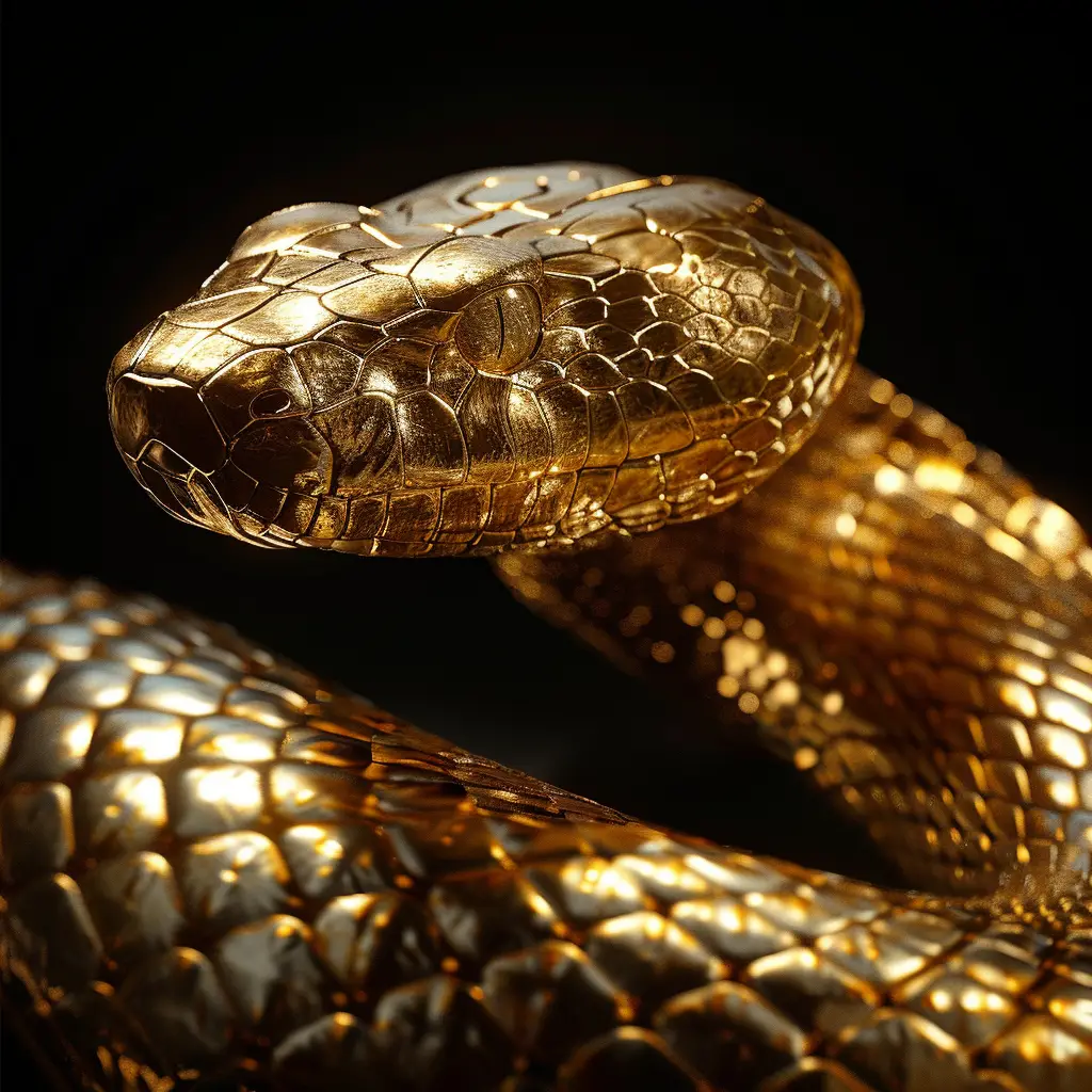 snake gold golden sculpture 3D pattern