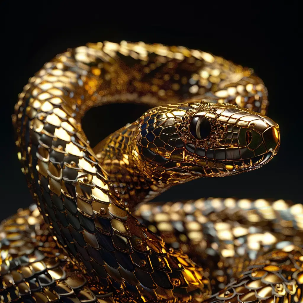 snake gold golden sculpture pattern 3D