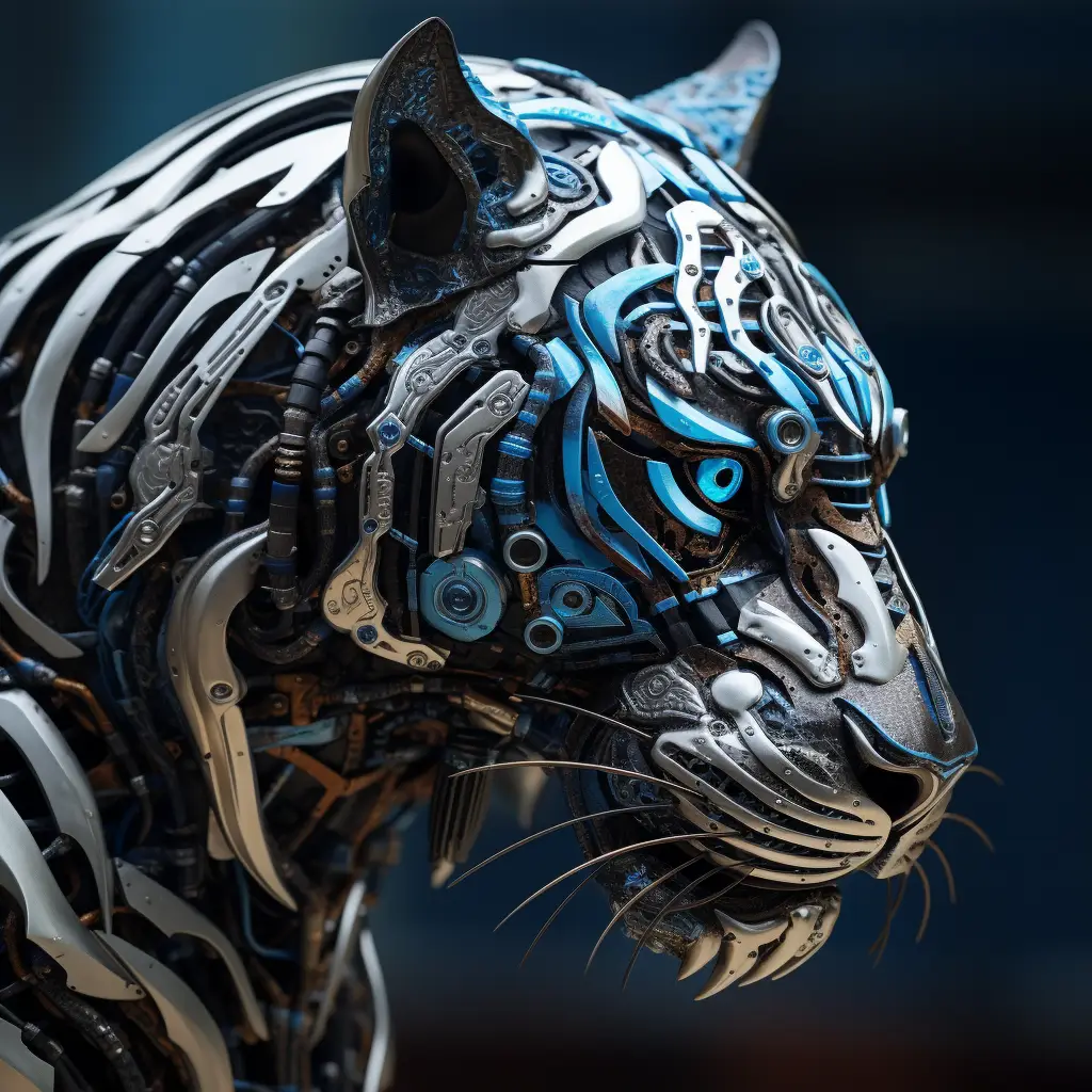 tiger head robot anatomy science fiction 3D technology
