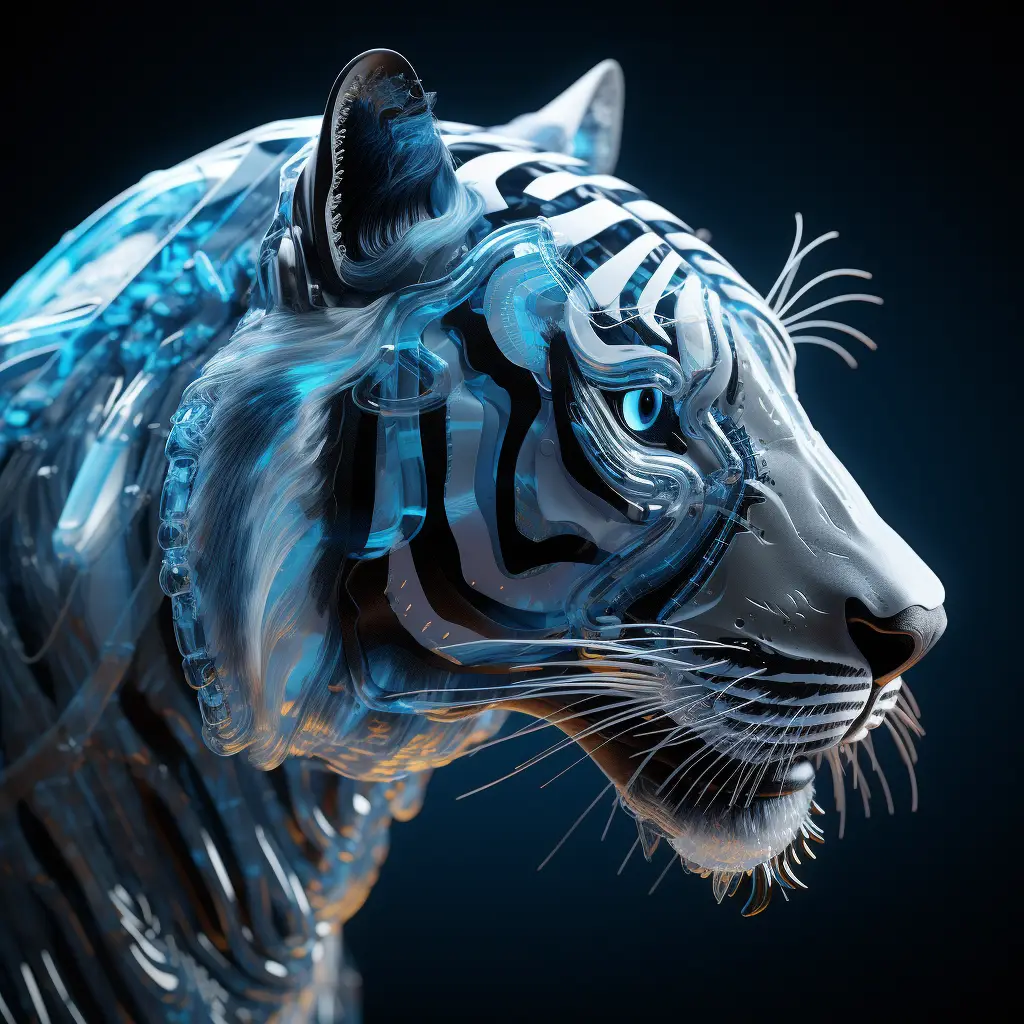 tiger head robot anatomy technology science fiction 3D