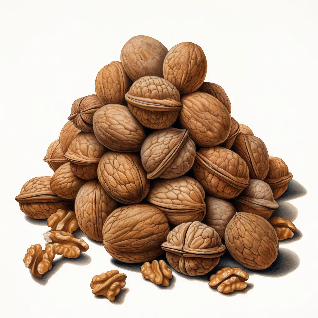 walnut illustration painting pile drawing