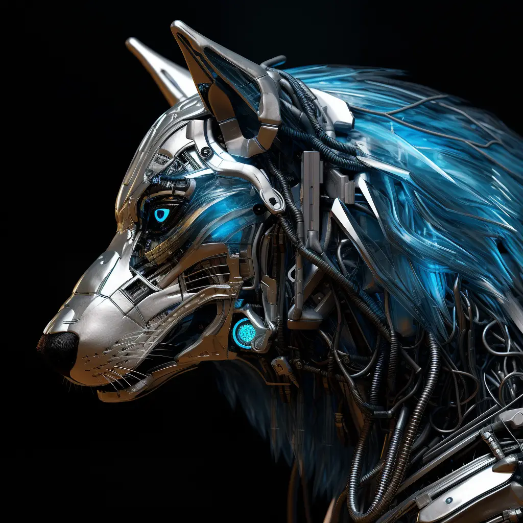 wolf head robot anatomy technology science fiction 3D