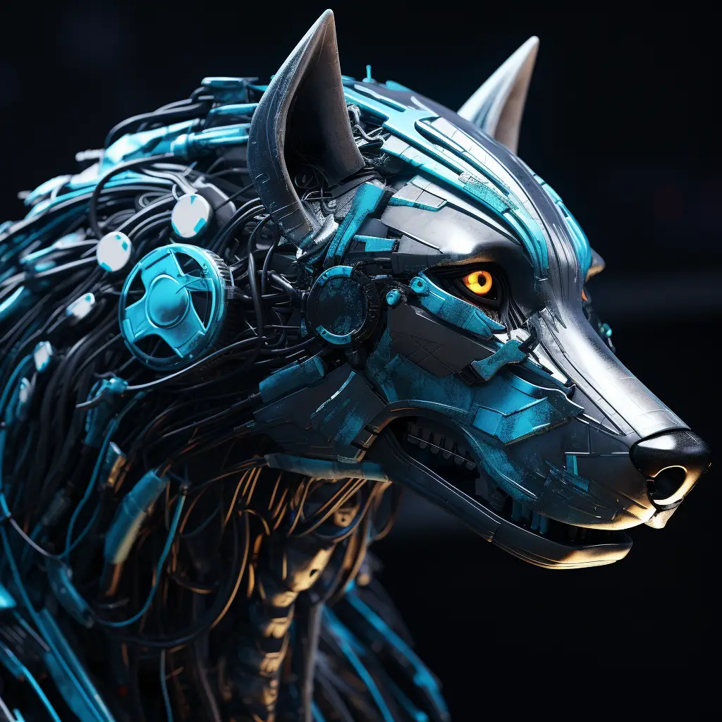 wolf robot head anatomy science fiction 3D technology