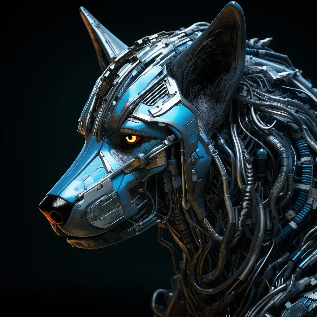 wolf robot head anatomy technology science fiction 3D