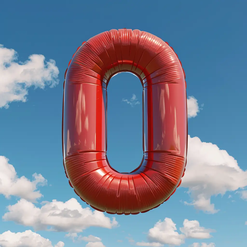 0 number red balloon sky cloud 3D
