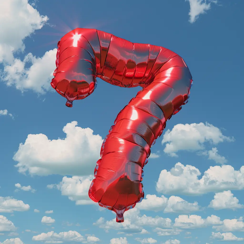 7 number red balloon 3D cloud sky