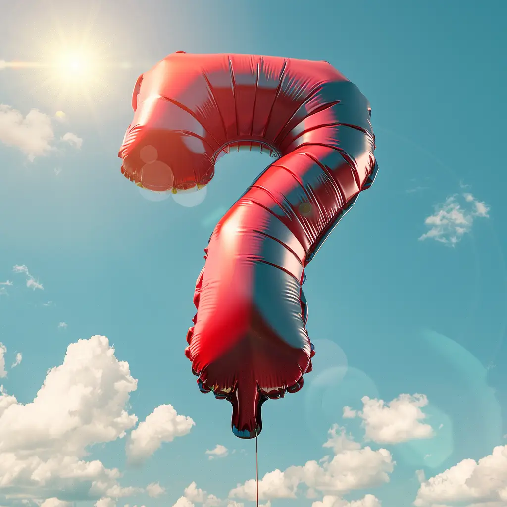 7 number red balloon sky cloud 3D