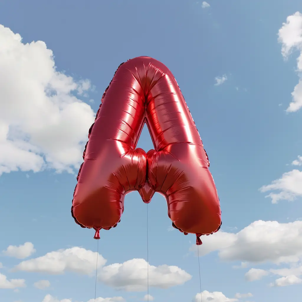 A letter red balloon cloud 3D sky