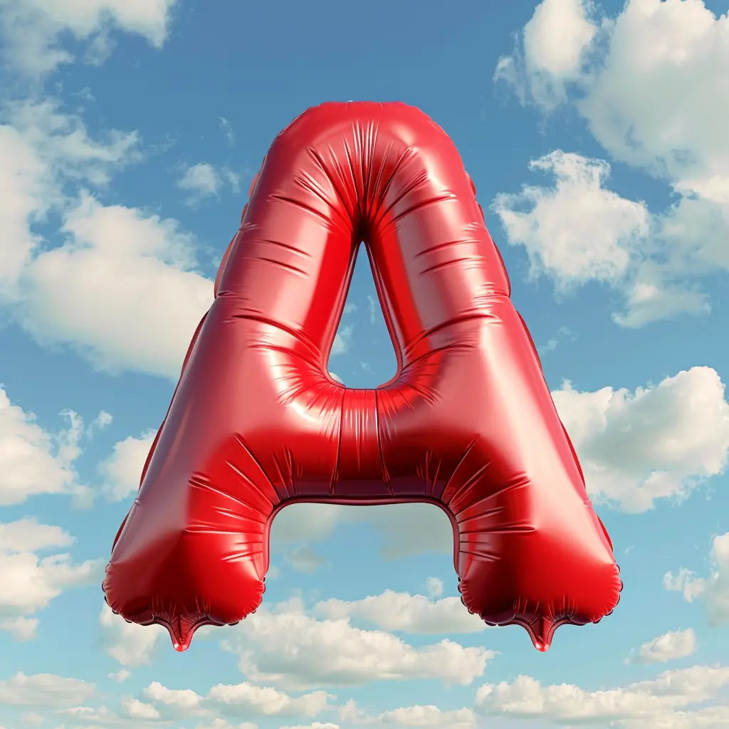 A letter red balloon cloud sky 3D