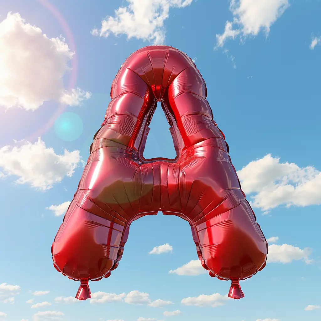 A letter red balloon sky cloud 3D