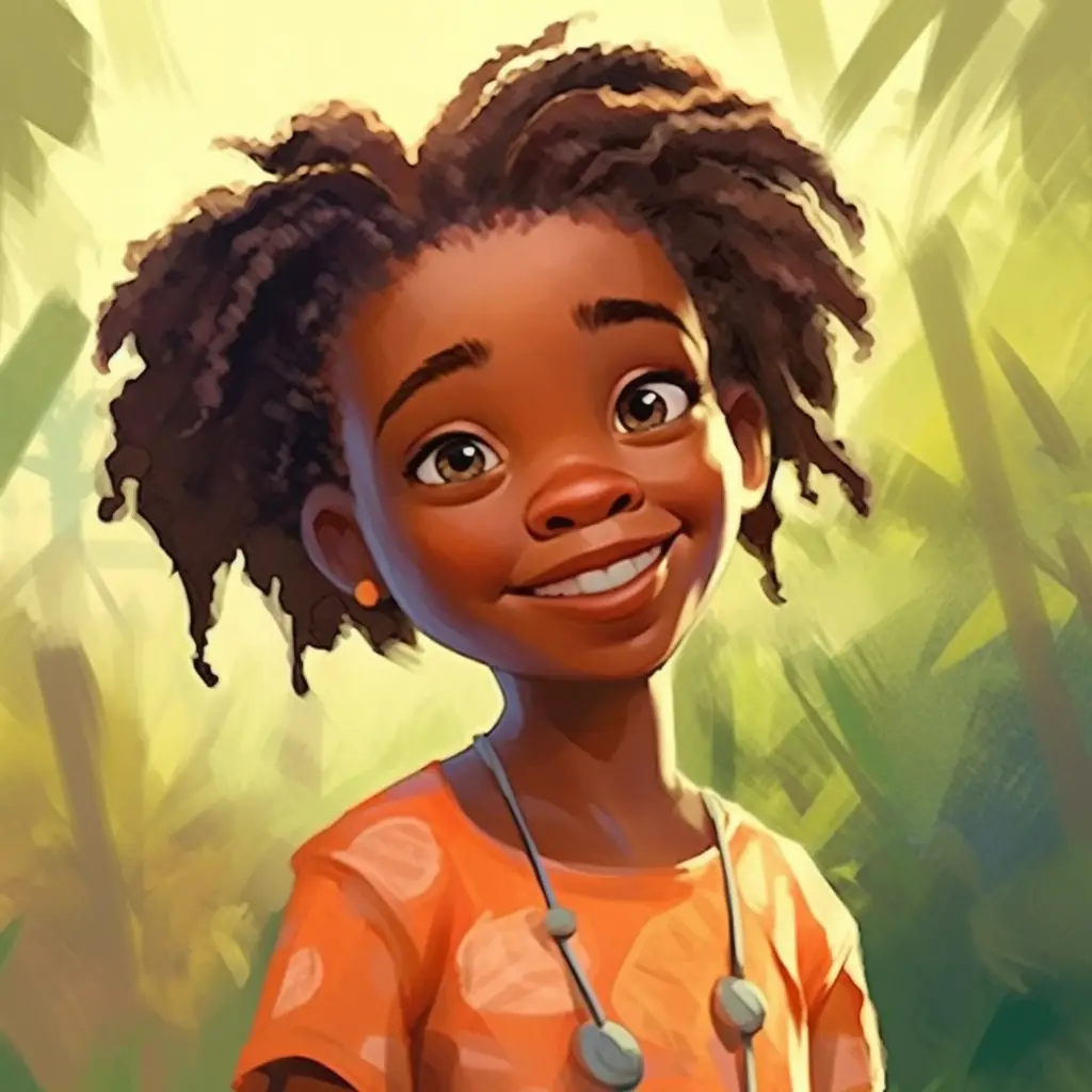 African girl cartoon illustration painting face portrait
