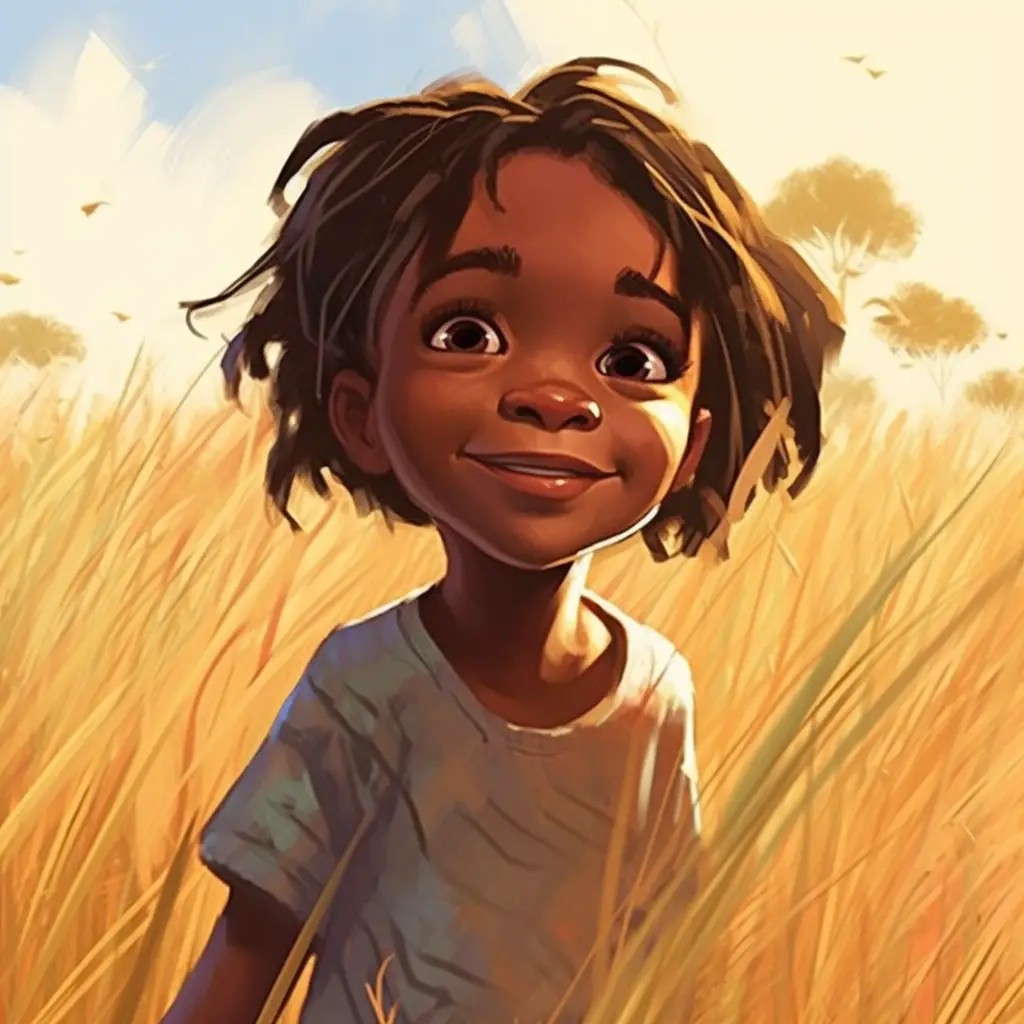 African girl cartoon illustration painting portrait face