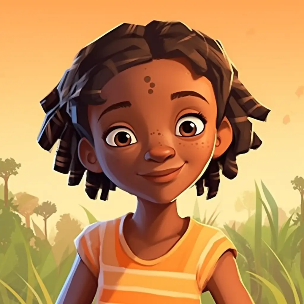 African girl cartoon painting illustration face portrait