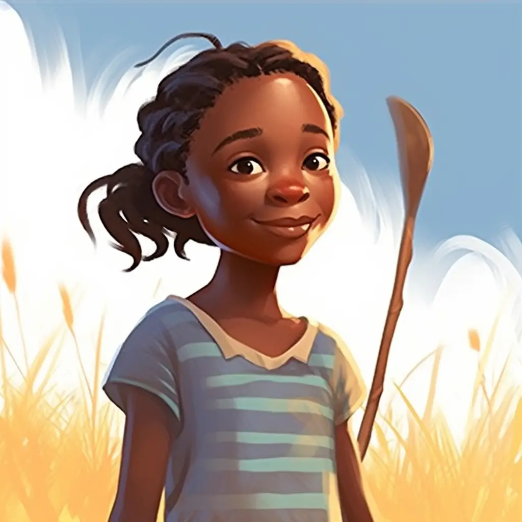 African girl cartoon painting illustration portrait face