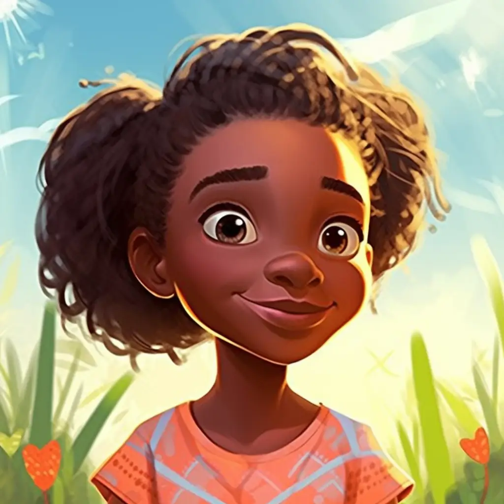 African girl illustration cartoon painting face portrait