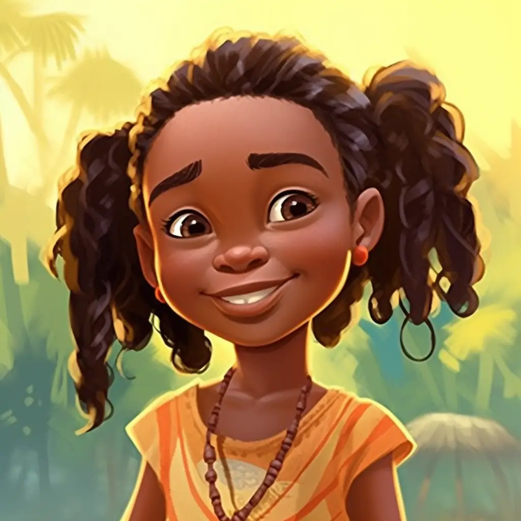 African girl illustration cartoon painting portrait face