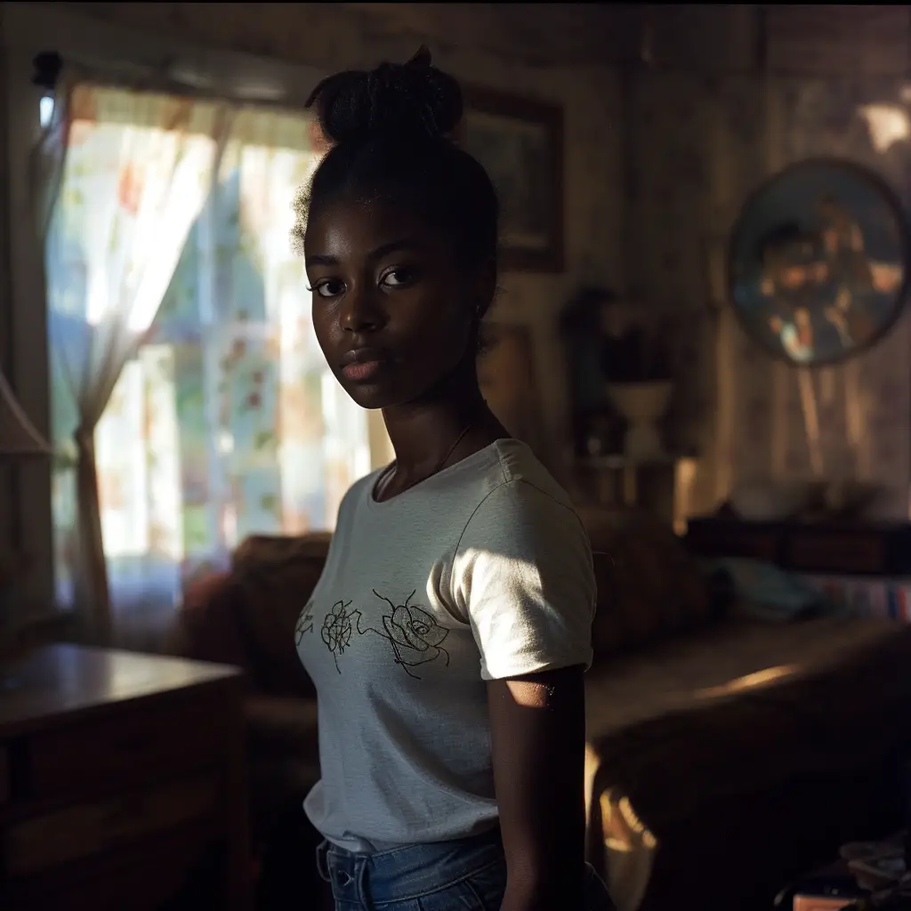 African lady woman light sunshine room photography portrait