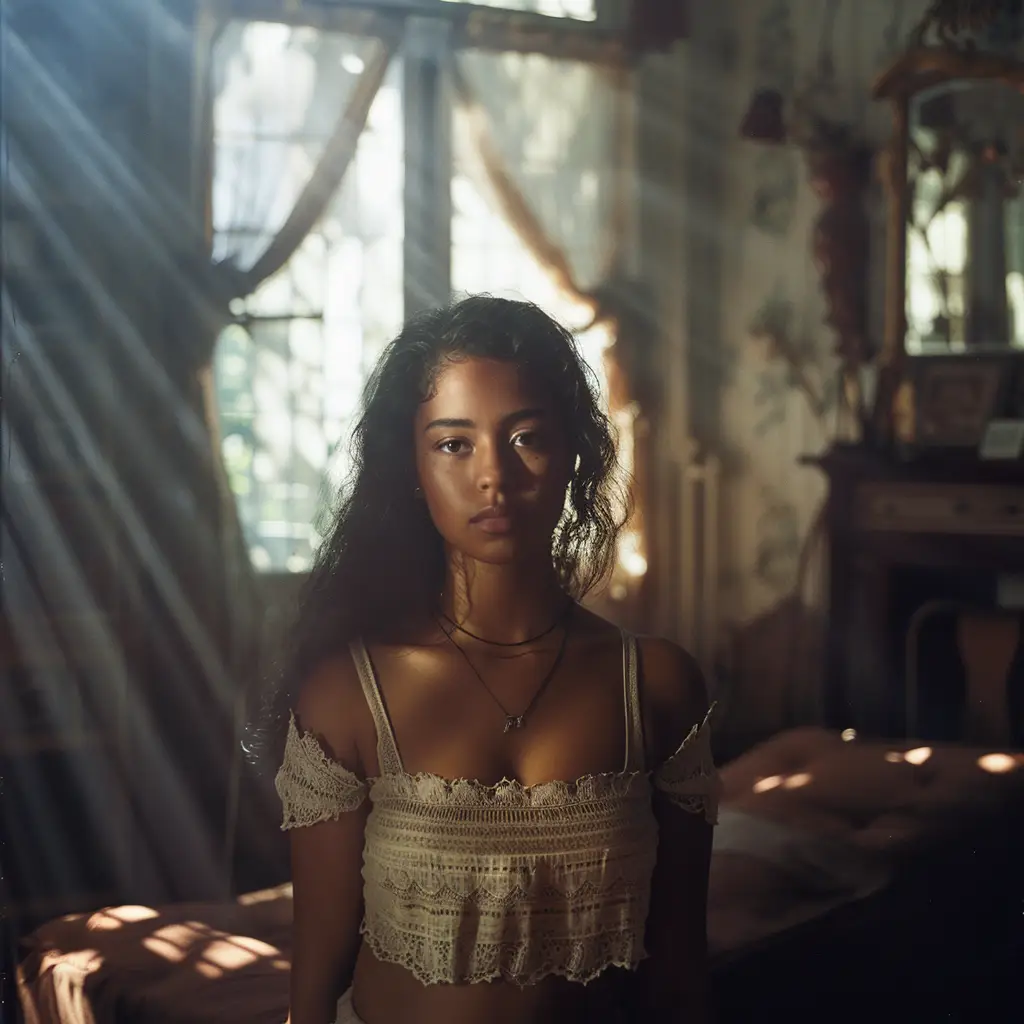 African lady woman light sunshine room portrait photography