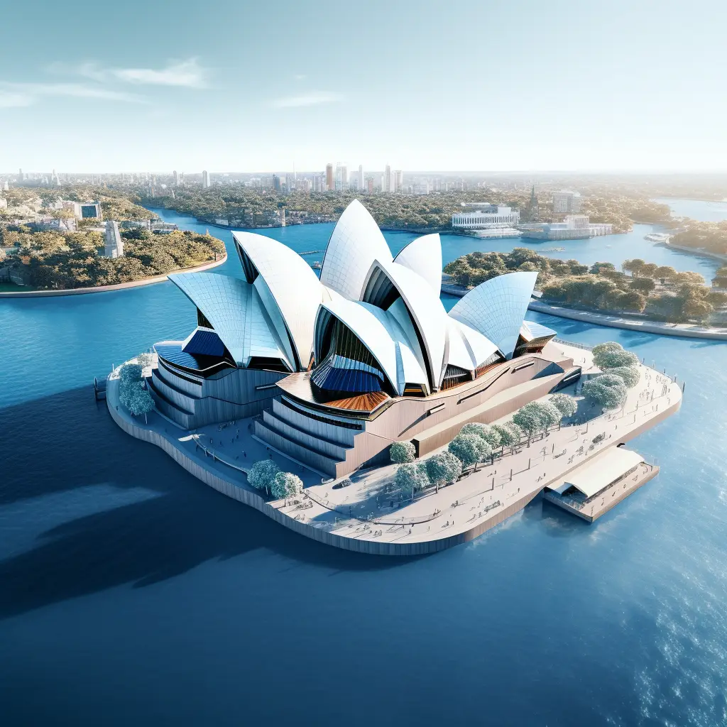 Australia Sydney Opera House city blue scene 3D model