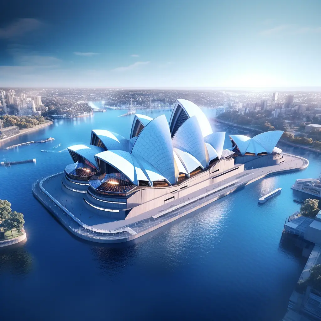 Australia Sydney Opera House city blue scene model 3D