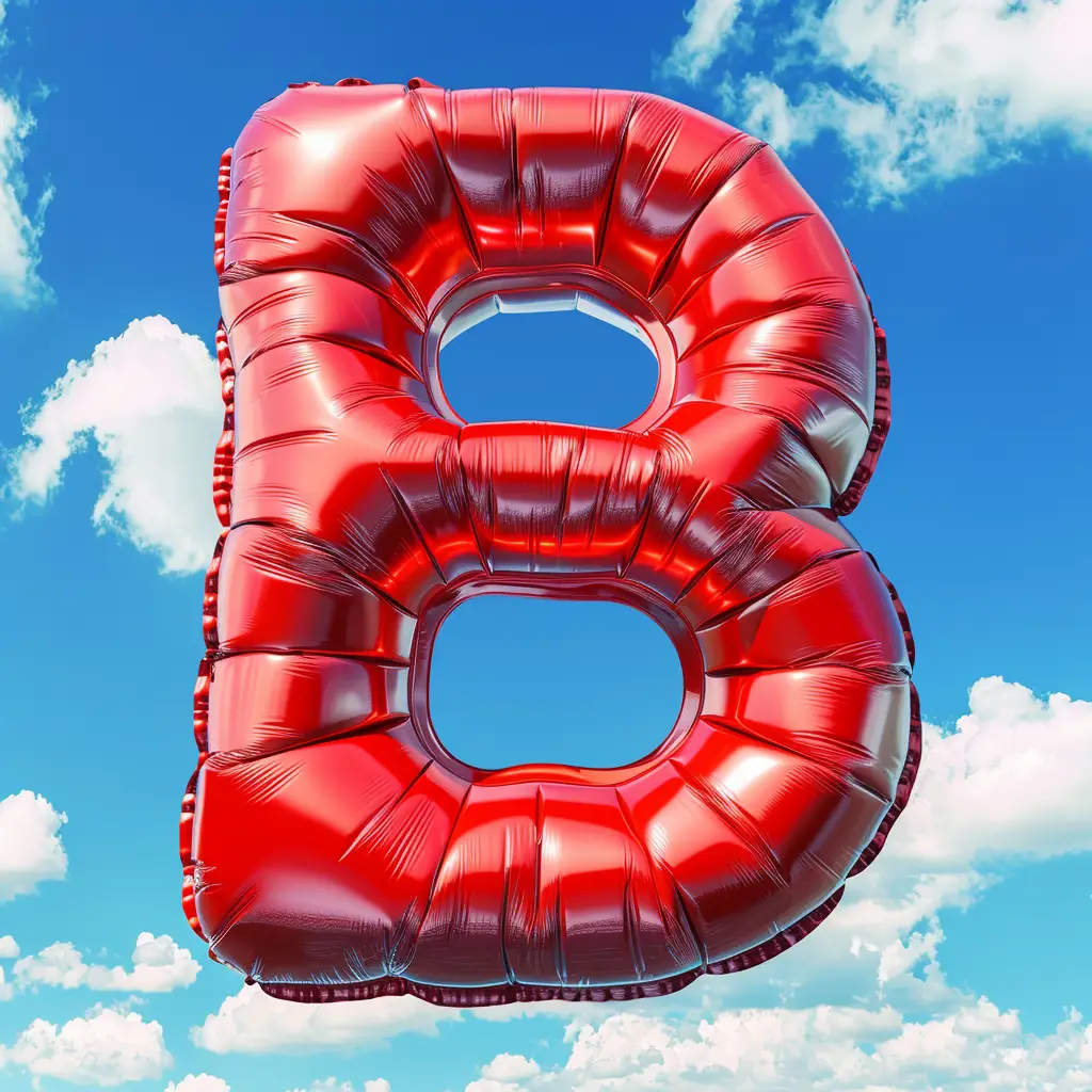 B letter balloon red sky cloud 3D