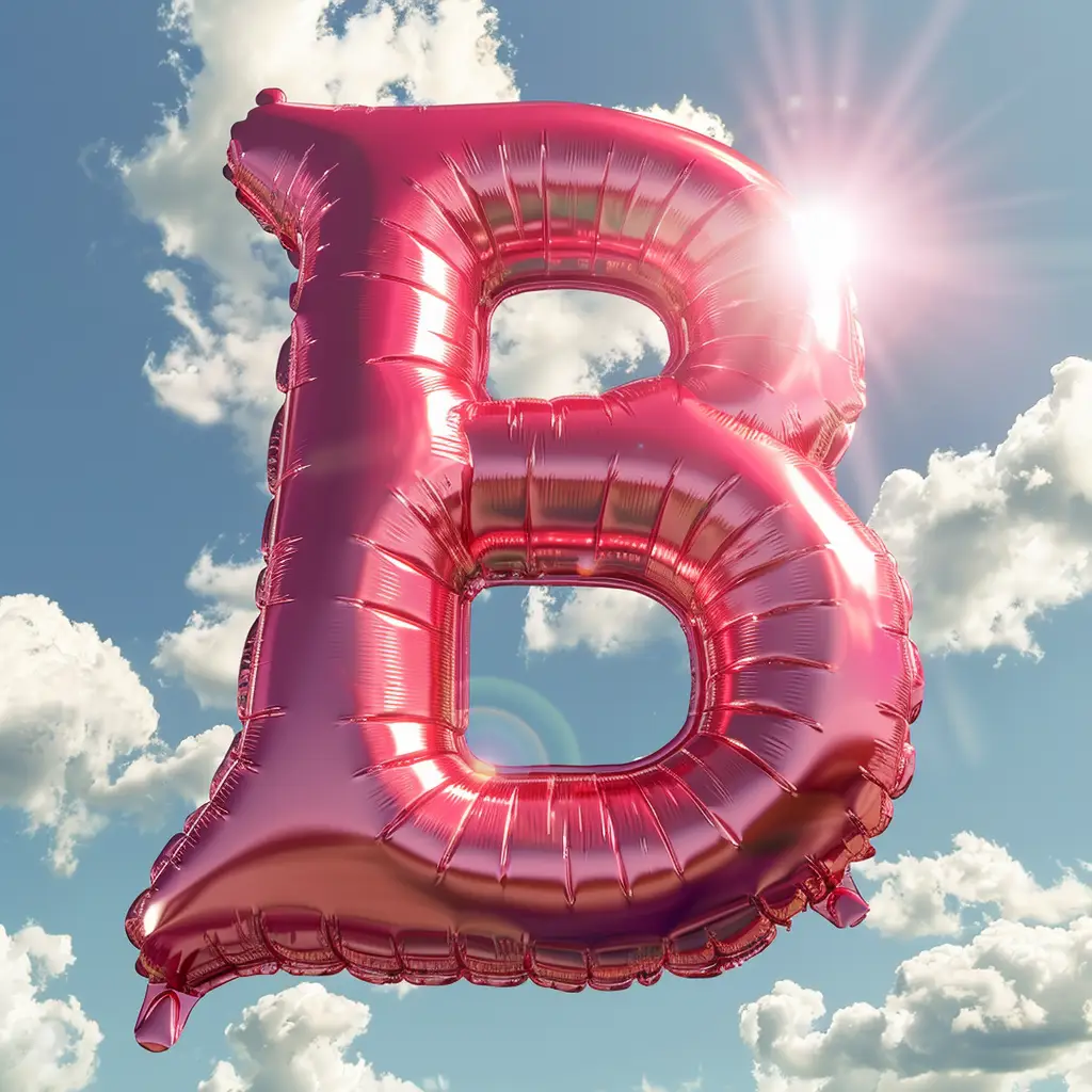B letter red balloon 3D cloud sky