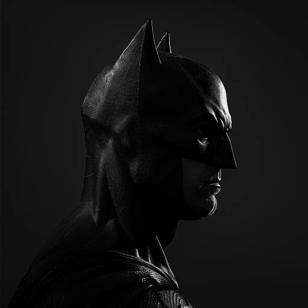 Batman black white light face head silhouette mysterious photography