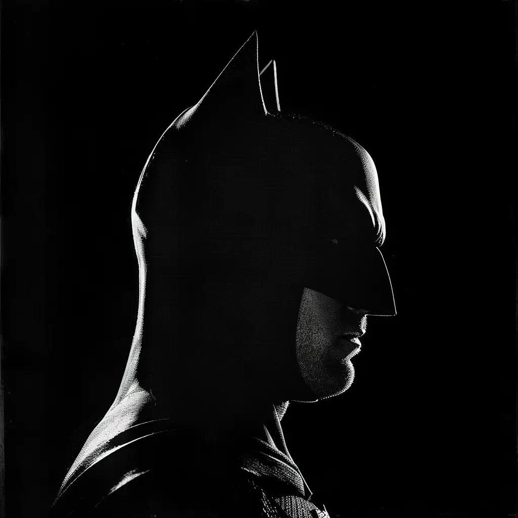 Batman black white light head face mysterious silhouette photography