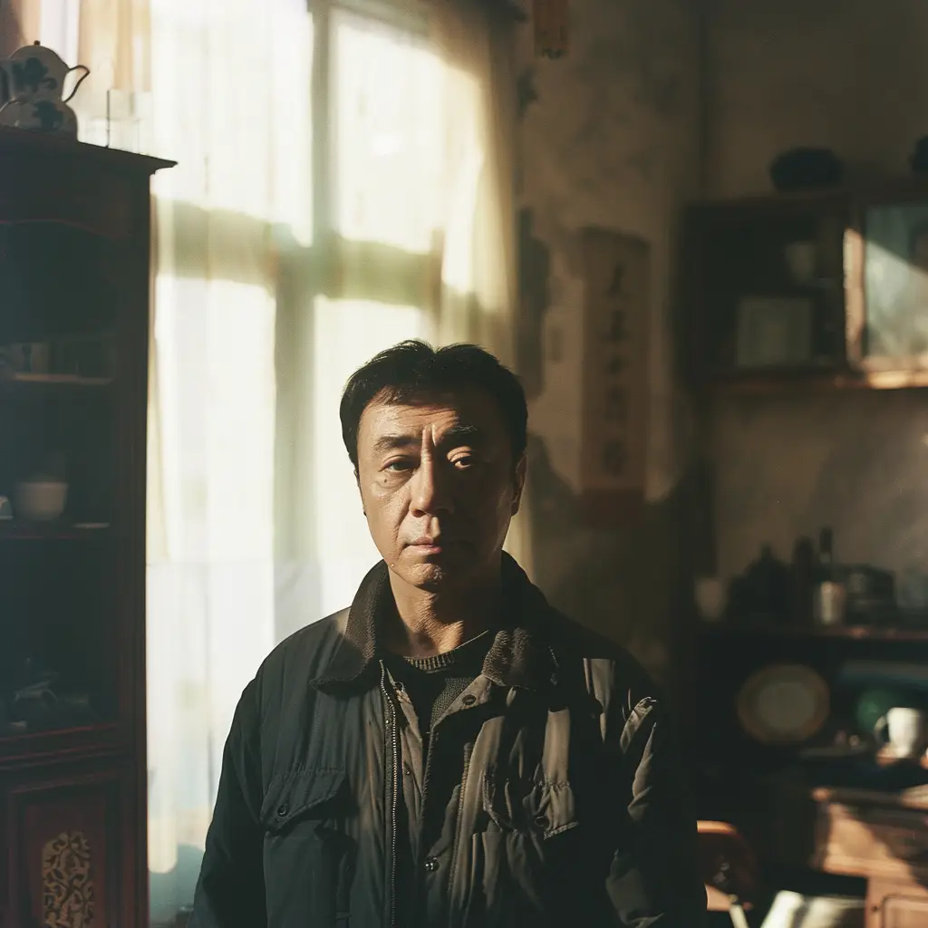 Chinese man light sunshine room photography portrait