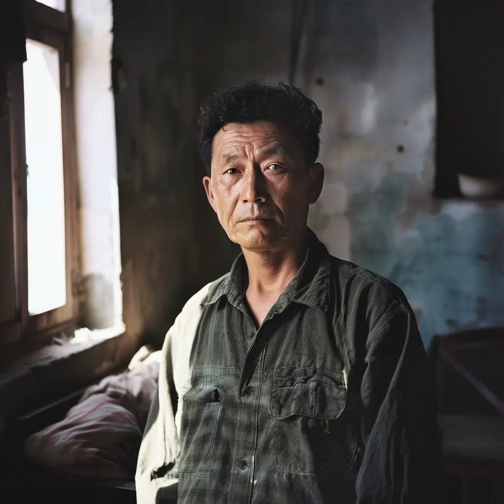 Chinese man light sunshine room portrait photography