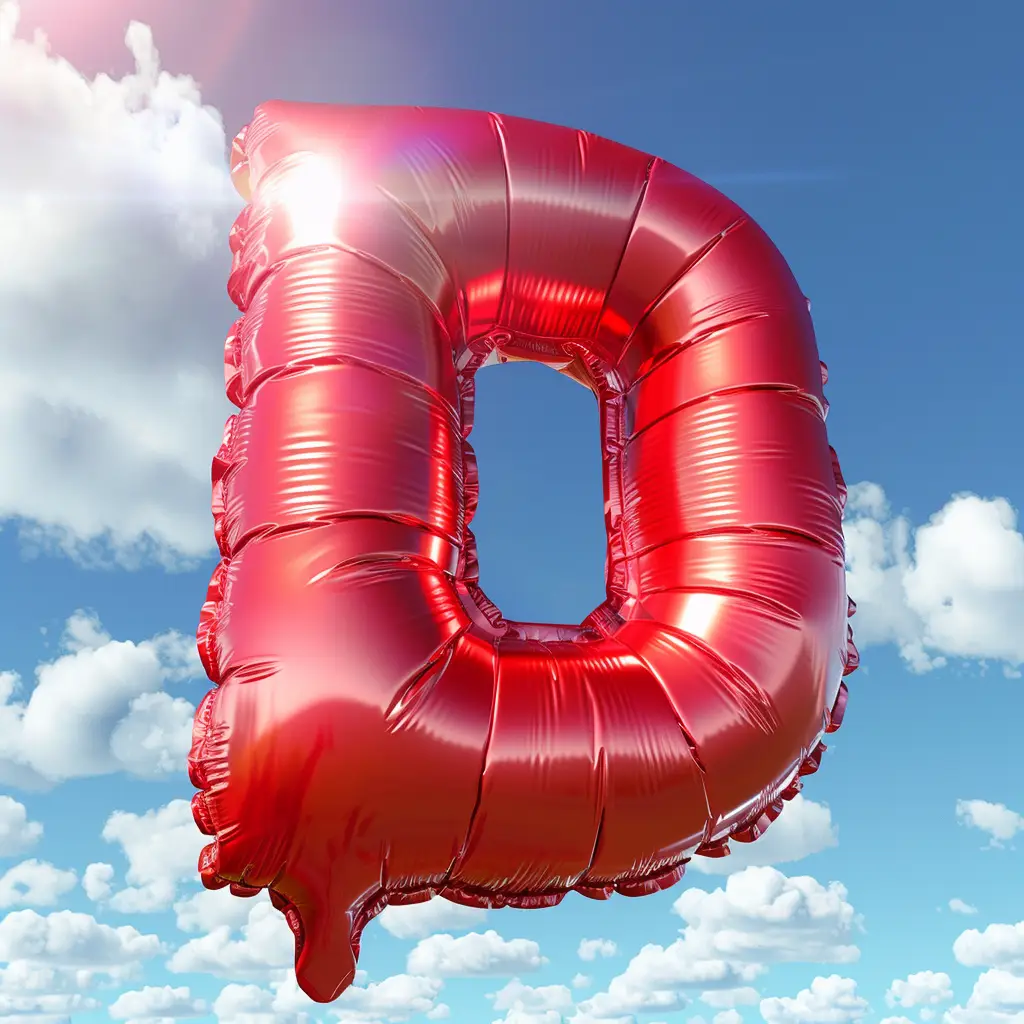 D letter red balloon 3D cloud sky