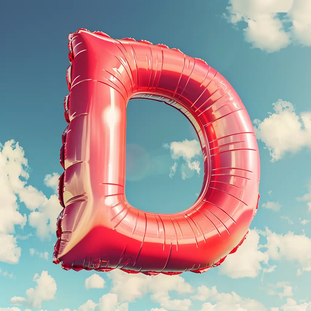 D letter red balloon cloud 3D sky