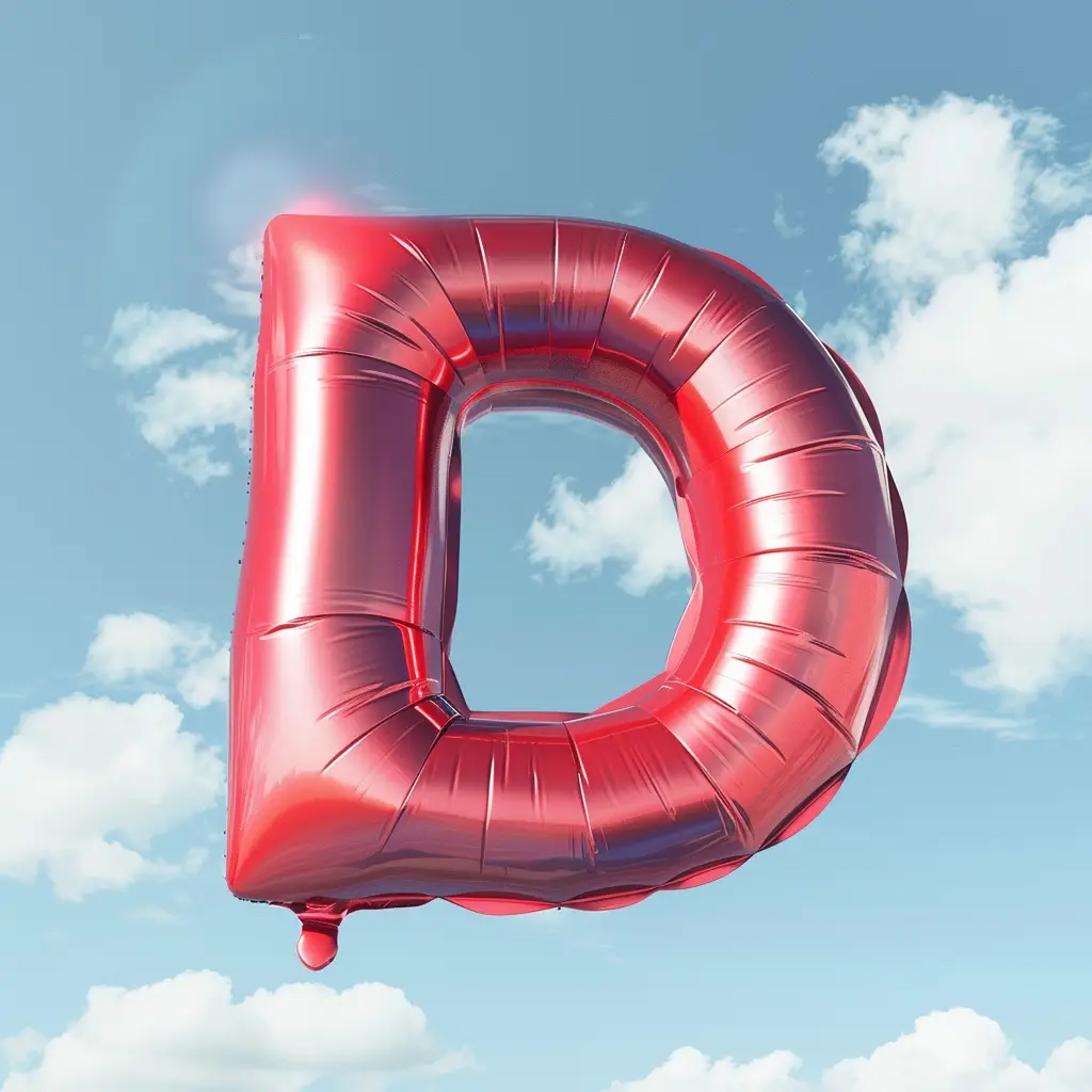 D letter red balloon cloud sky 3D