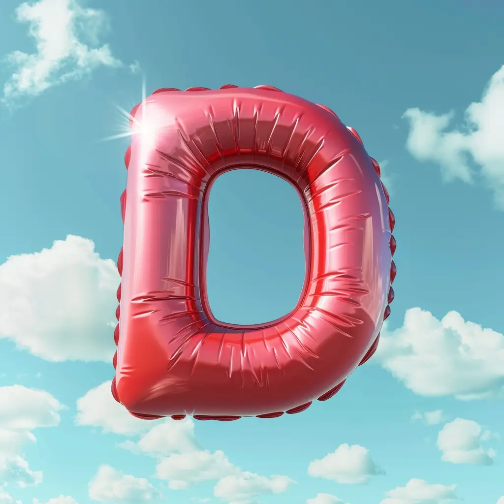 D letter red balloon sky cloud 3D