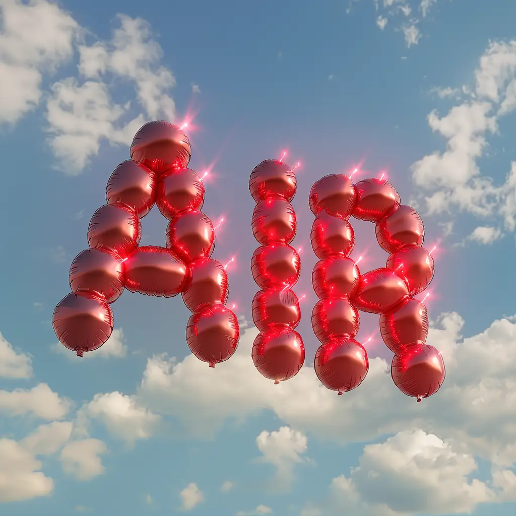 text AIR word balloon 3D cloud sky