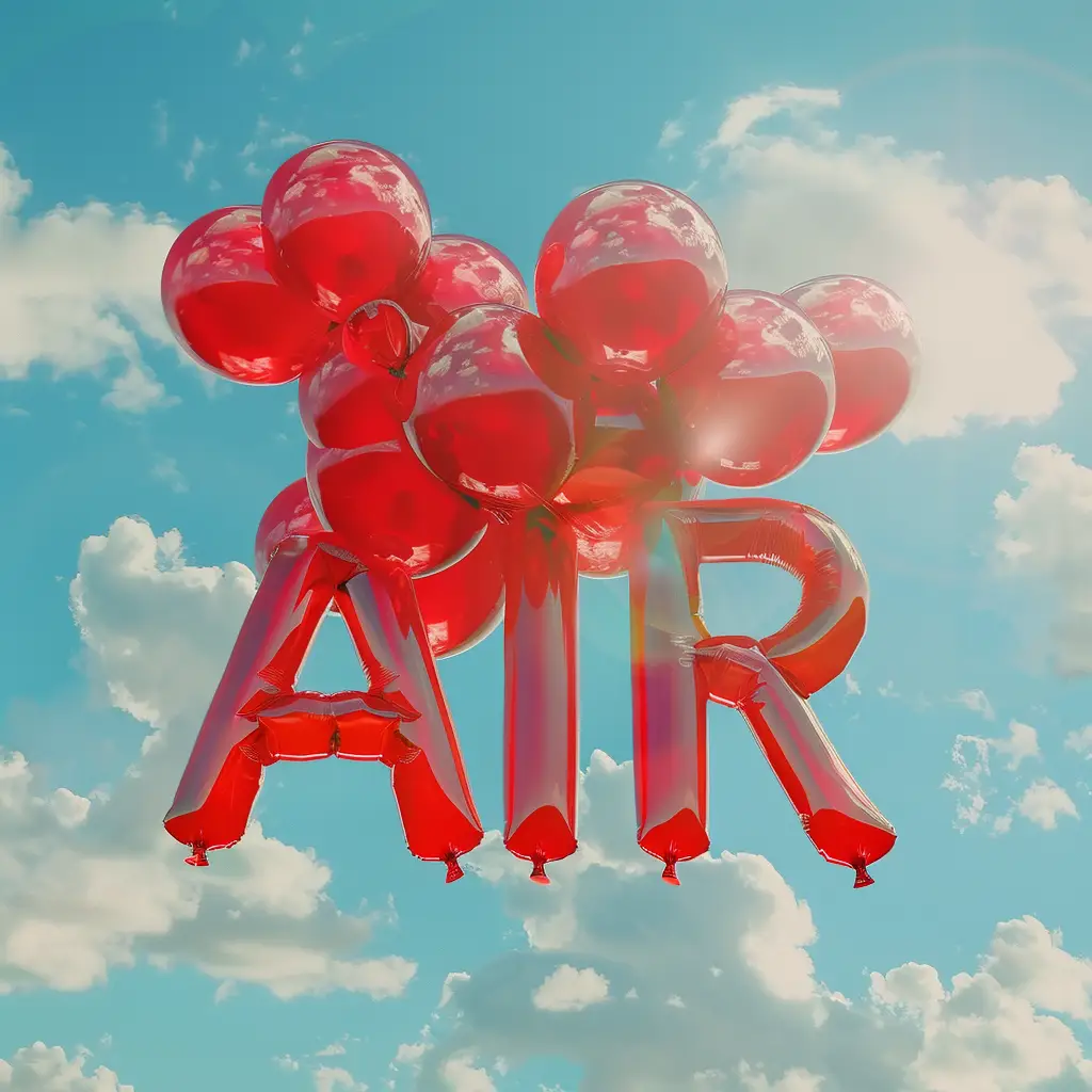 text AIR word balloon 3D sky cloud