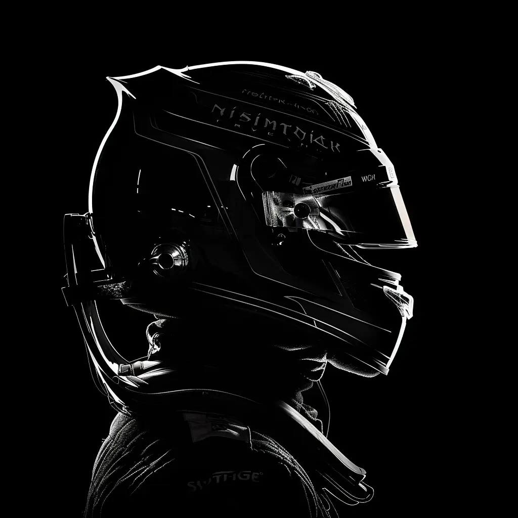 F1 driver race racing helmet black white light head face mysterious silhouette photography